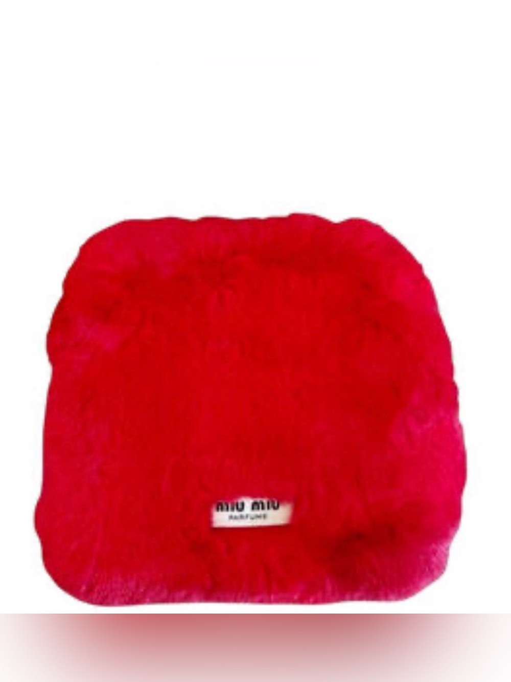 Miu Miu vibrant red faux fur makeup or cosmetic pouch GWP NWOT